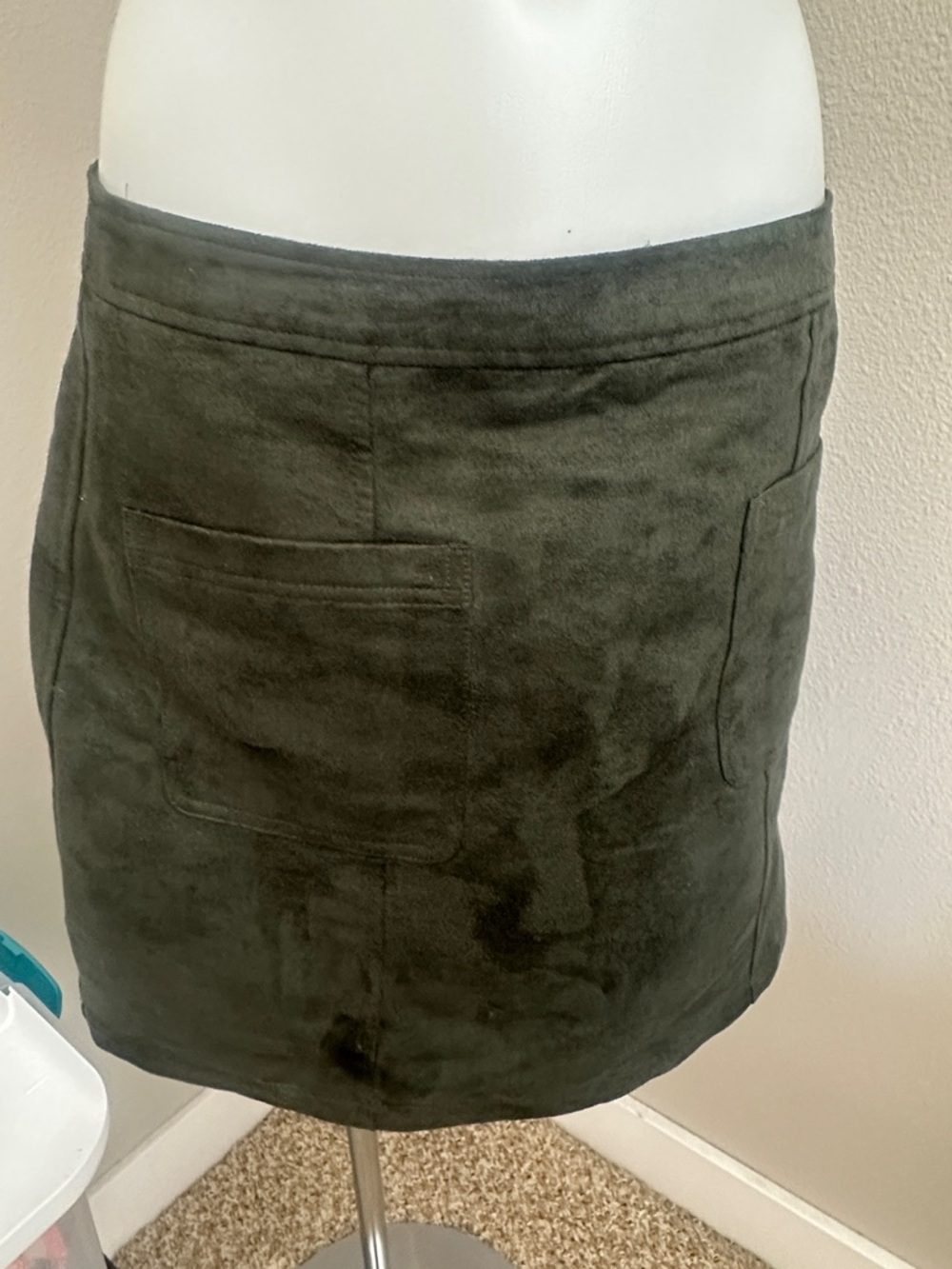 Old Navy Dark Olive Suede-Look Pocket Mini Skirt